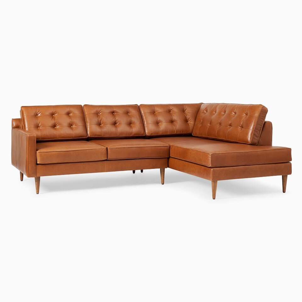 Drake Leather 2Piece Terminal Chaise Sectional (254 cm) West Elm UK